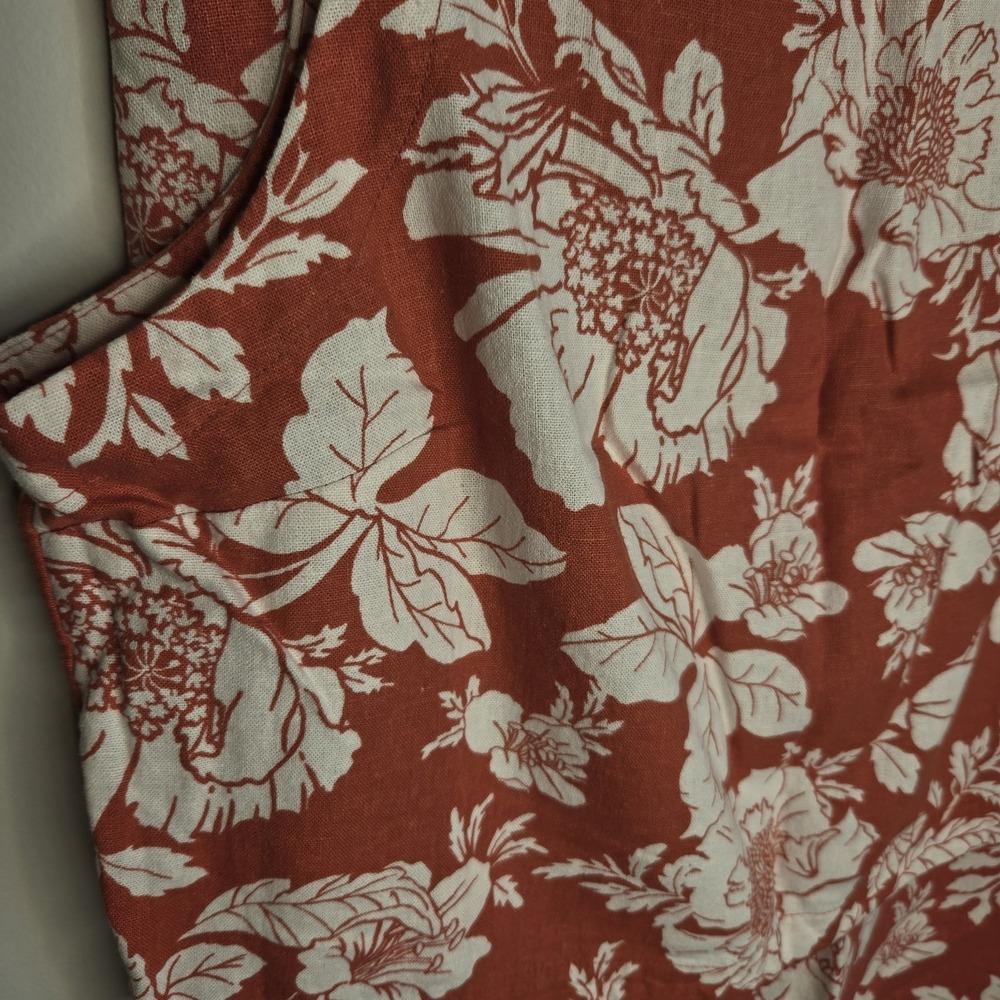 Old Navy Linen Blend Column Small Medium Orange Floral Tank Maxi Skirt Slit Set - Picture 4 of 15